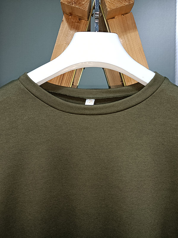 Casual Loose Solid Color Round-Neck Sweatshirt Top