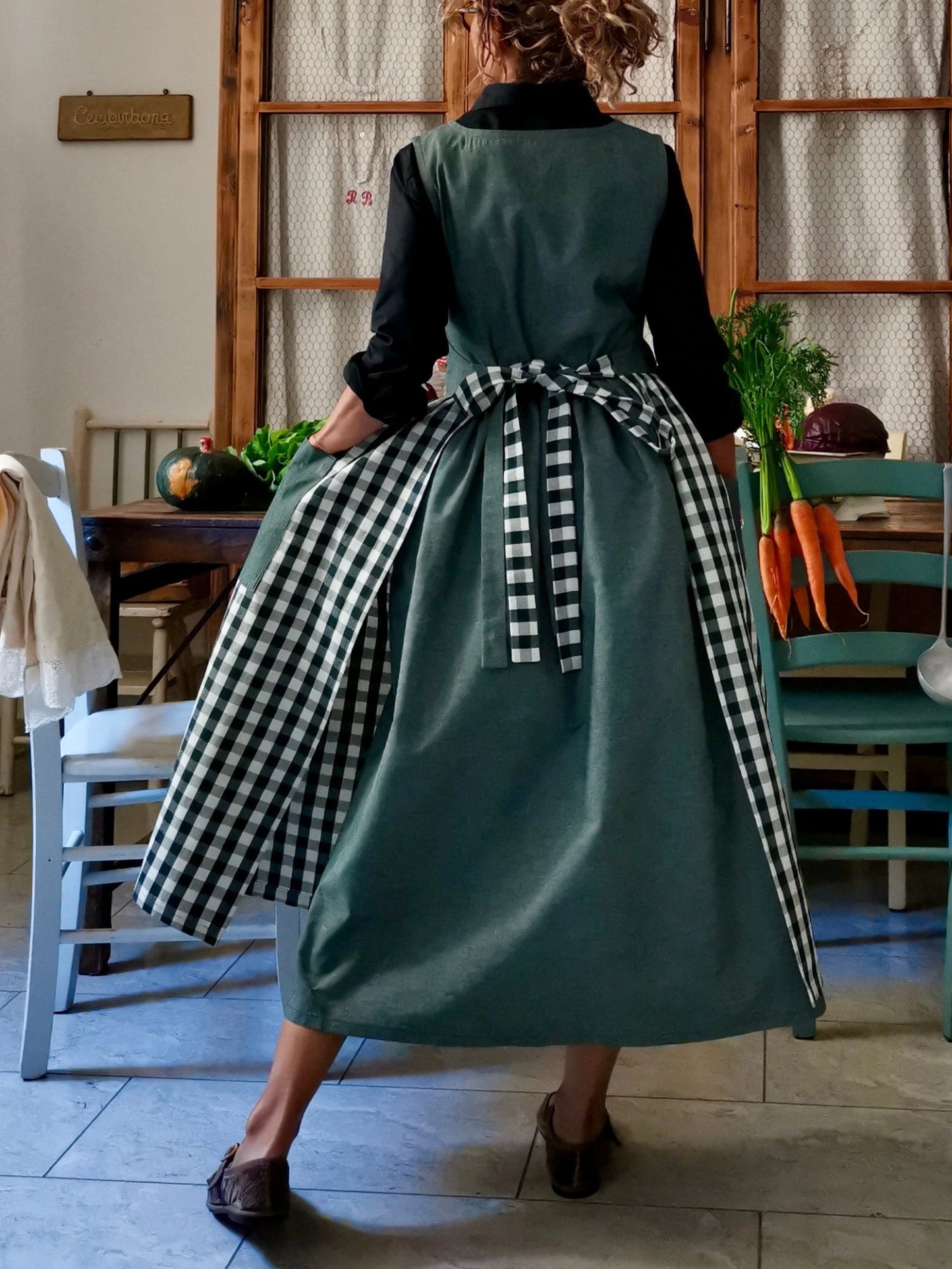 Dark Green Patchwork Apron