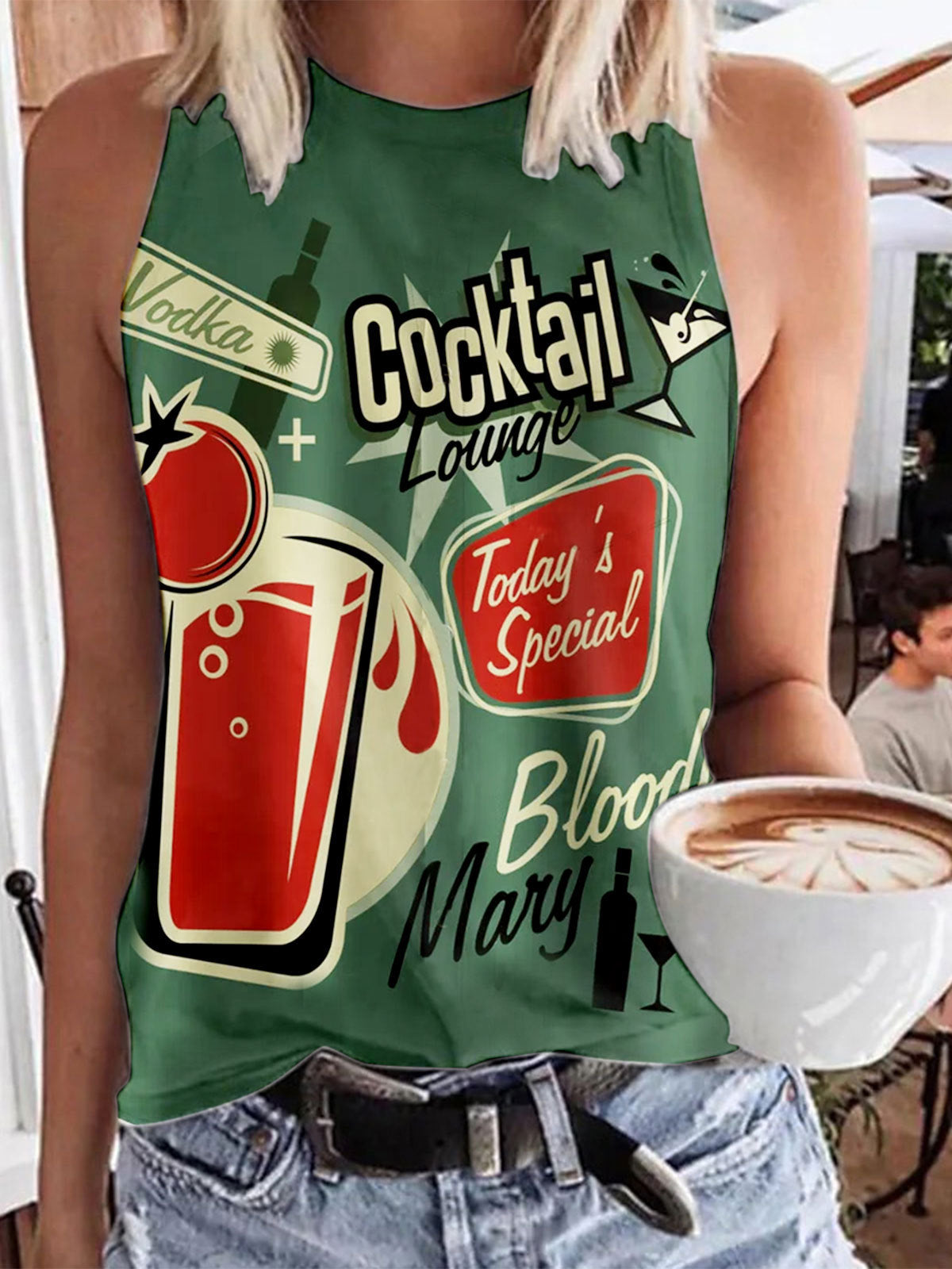 Vintage Poster Print Casual Tank Top