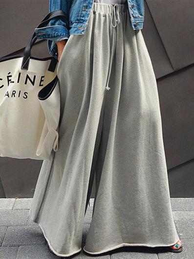 Loose Urban Gray Wide Leg Elastic Waist Pants