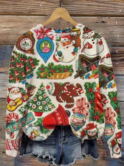 Women's Vintage Christmas Print Casual Top