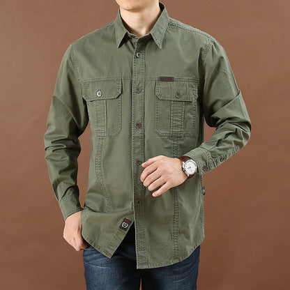 Men's Casual Loose Long Sleeve Solid Color Shirt
