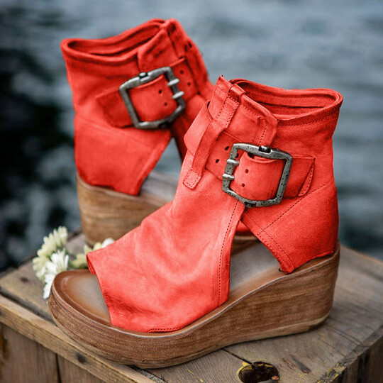 Women's Boho Comfy Buckle Wedge Sandals