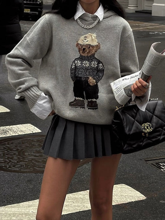 Crew neck knitted hoodie