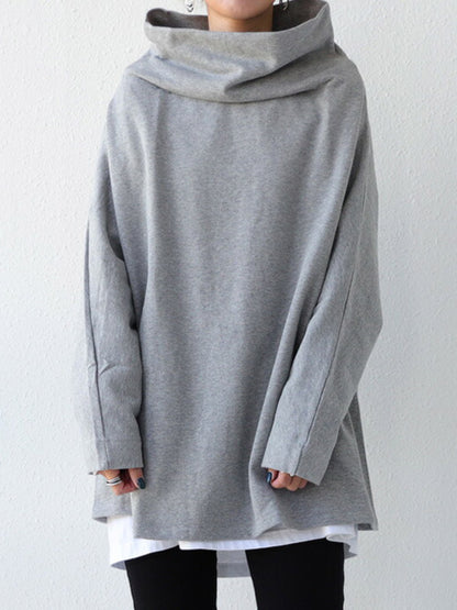 Urban Black&Gray High-Neck Long Sleeve Oversize T-Shirt