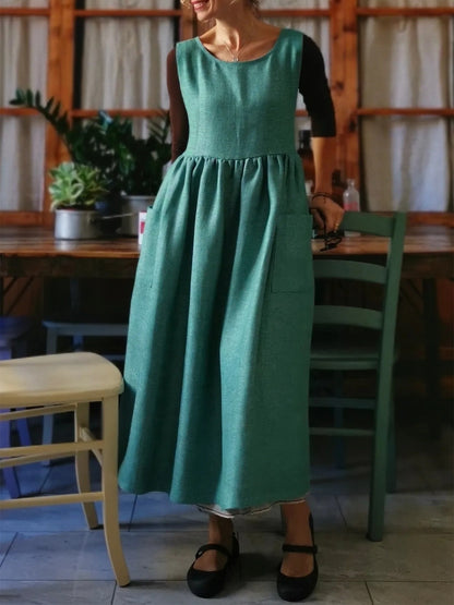 Vintage Forest Green Cotton Apron