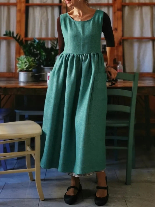 Vintage Forest Green Cotton Apron