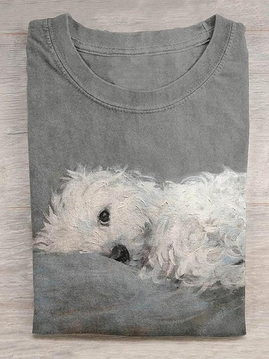 Women's Cute Dog Print Short Sleeve T-Shirt