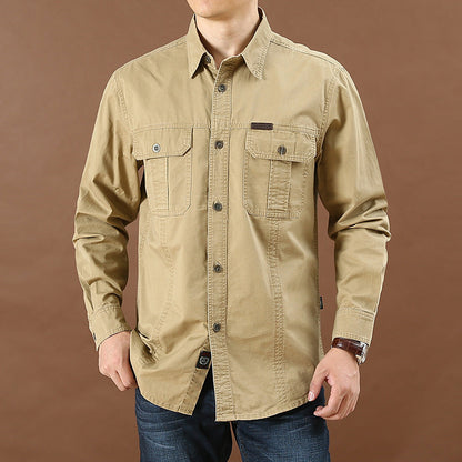 Men's Casual Loose Long Sleeve Solid Color Shirt