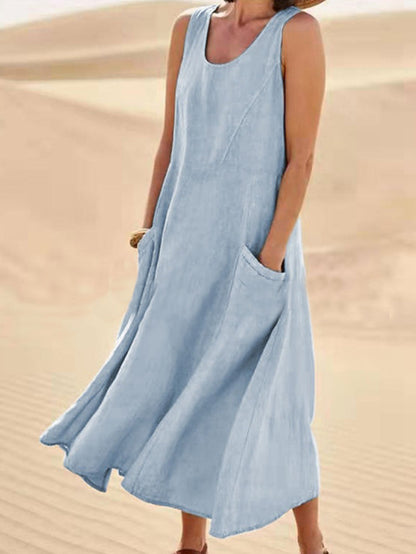 Loose Solid Color Sleeveless Tank Dress