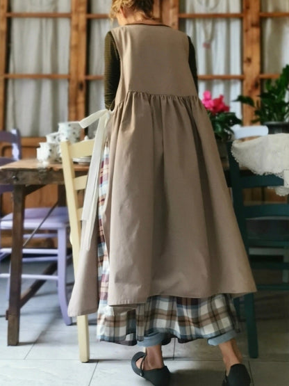 Dove-Grey Women's Apron with Cream Laces