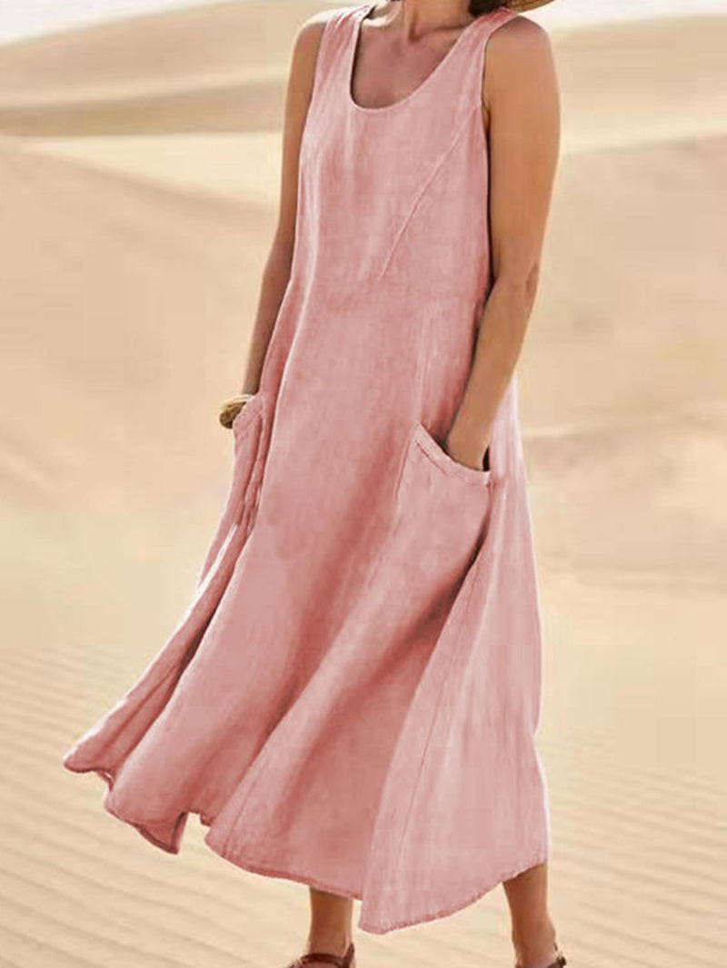 Loose Solid Color Sleeveless Tank Dress