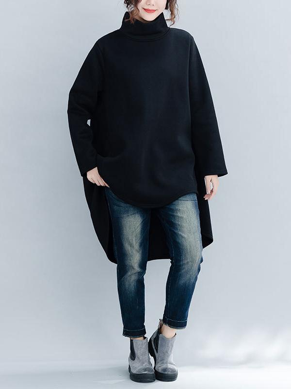 Loose Turtleneck Cropped Sweatshirt