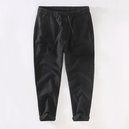 Men's Linen Drawstring Cropped Pants
