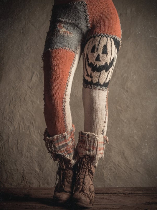 Women's Halloween Patchwork Print Leggings
