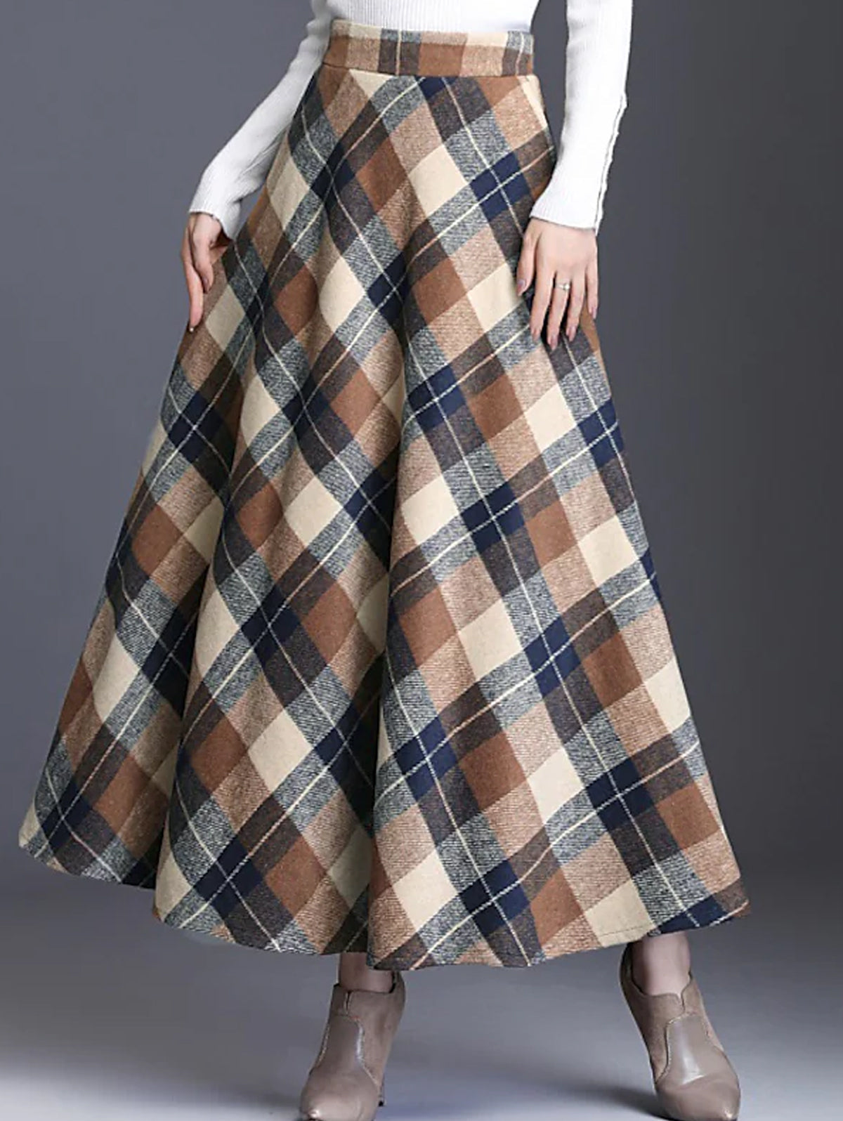 Tartan High Waist Flared Skirt