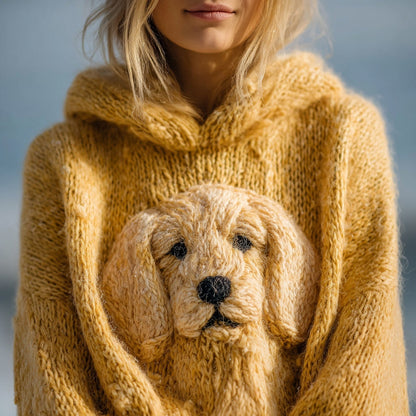 Cute Golden Retriever Knit Fuzzy Cozy Hooded Sweater