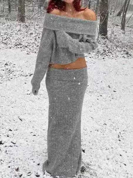 One-shoulder Top Half-body Skirt Two-piece Set