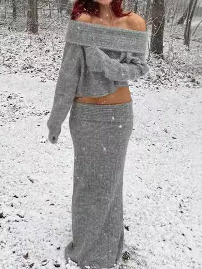 One-shoulder Top Half-body Skirt Two-piece Set