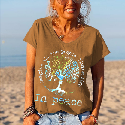 Imagine All The People Living Life Tree Of Life Graphic Tees