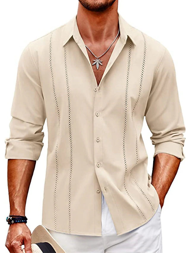 2023 Men's Shirt Linen Casual Button Down Shirt Collar