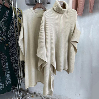 Irregular Special Design Turtleneck Cloak Two Pieces Dress