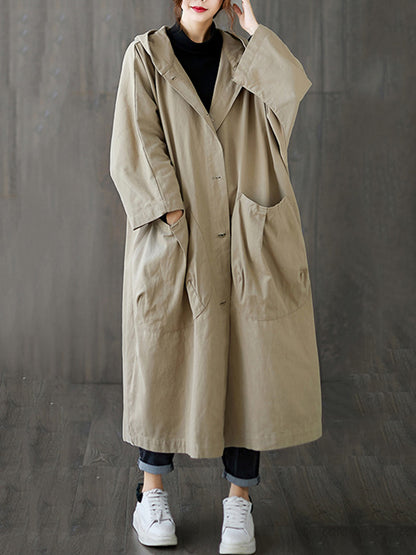 Original Solid Hooded Trench Coats