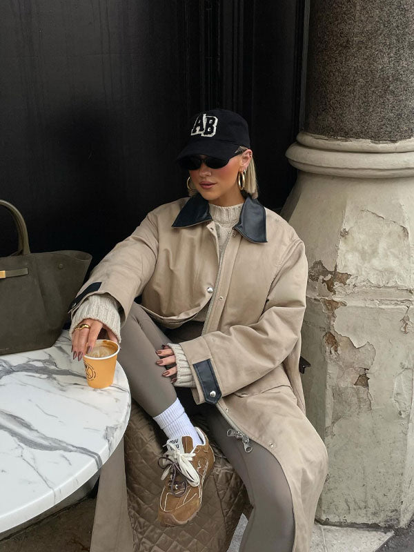 Lapel neck placket trench