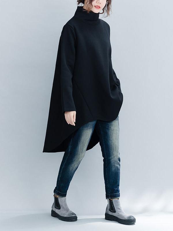 Loose Turtleneck Cropped Sweatshirt