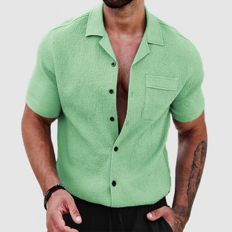 Men's Soft Skin Textured Short Sleeve Shirt
