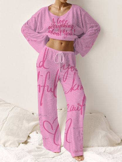 Women's Pink Long Sleeve Cotton Homewear Set