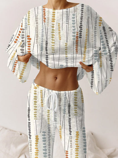 Women's Creative Colorful Striped Cotton Lounge Suit
