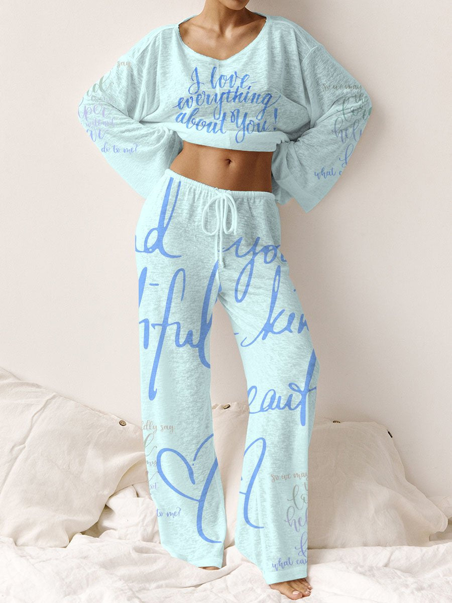 Women's Pink Long Sleeve Cotton Homewear Set