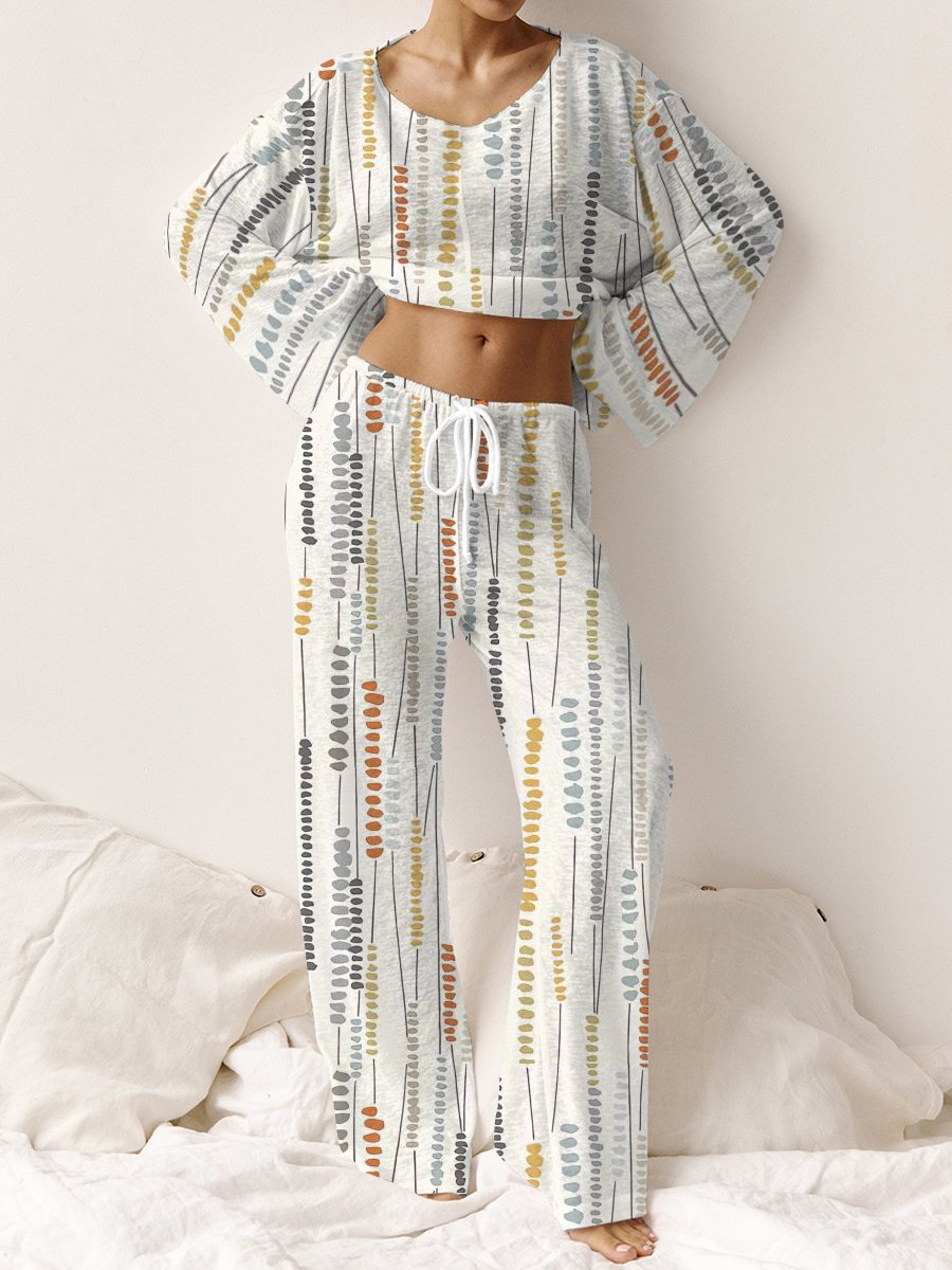 Women's Creative Colorful Striped Cotton Lounge Suit