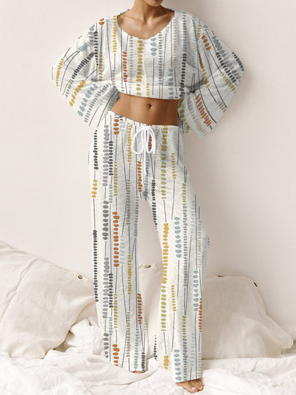 Women's Creative Colorful Striped Cotton Lounge Suit