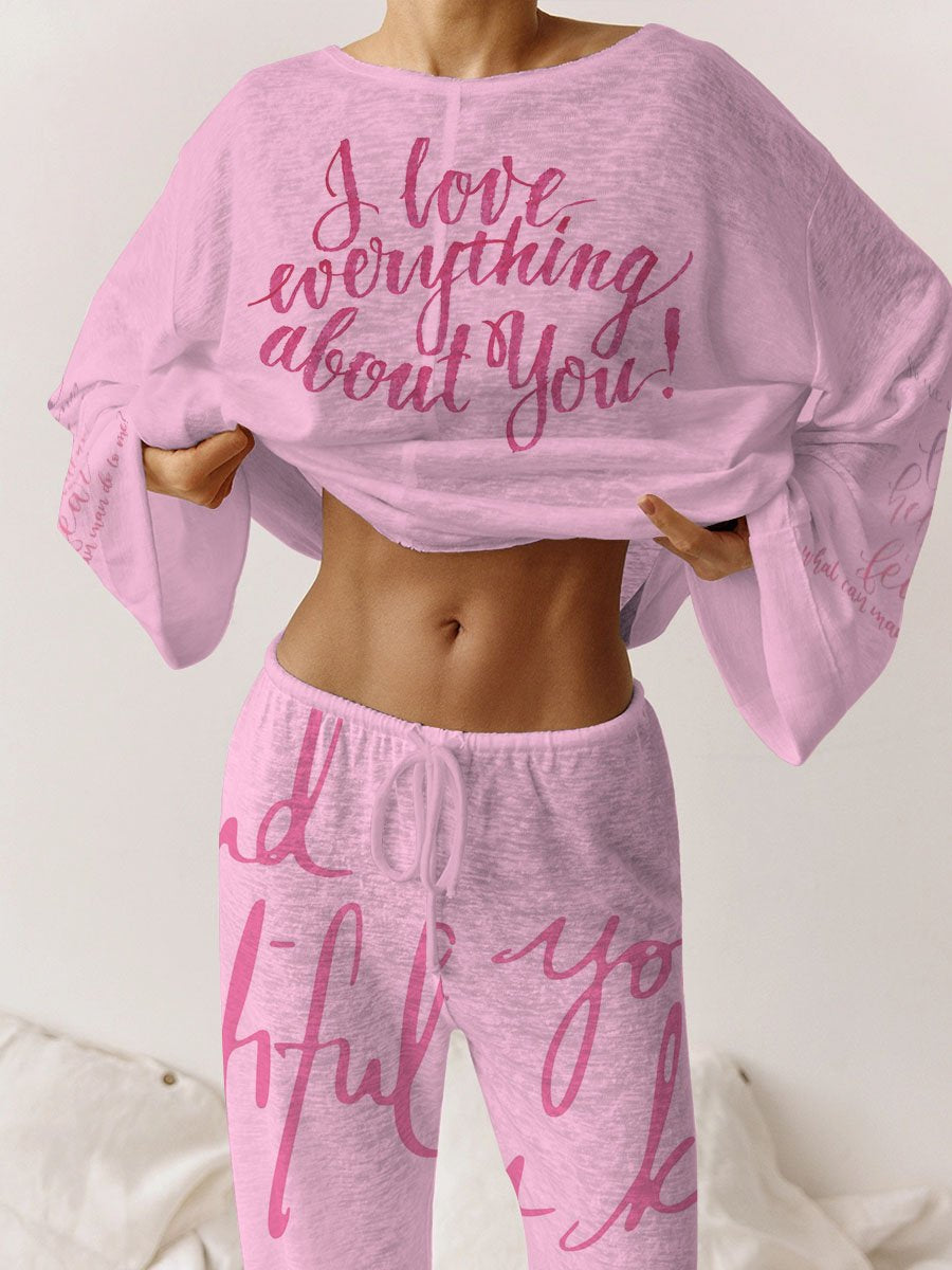 Women's Pink Long Sleeve Cotton Homewear Set