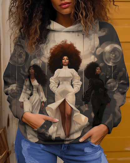 Women's Art History Vintage Black Girls Long Sleeve Hoodie