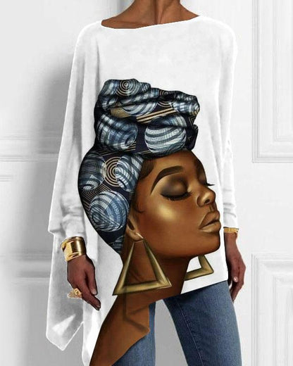 Hijab African Woman Illustration Irregular Top