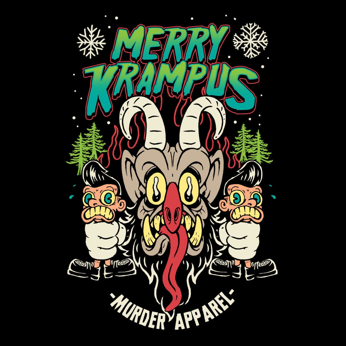 Merry Krampus Retro Neon T-Shirt