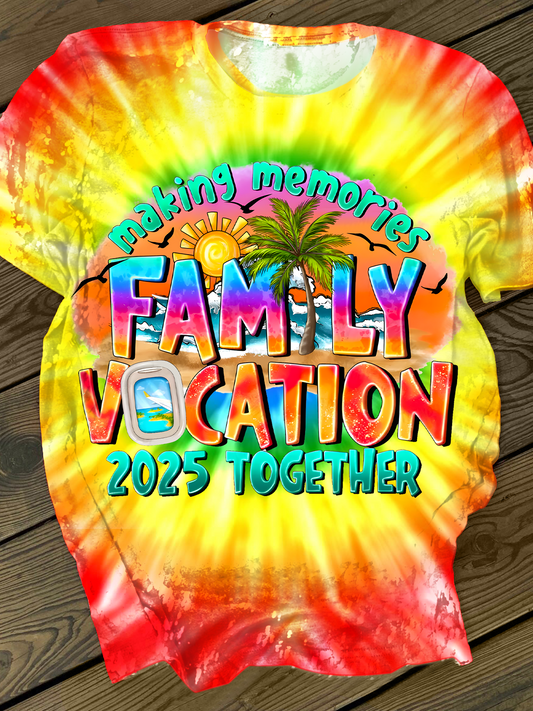 Colorful Tie-dye Making Memories Family Vcation Crew Neck T-shirt