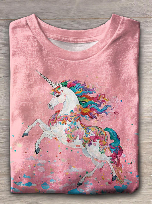 Women's Christmas Magic Unicorn Crew Neck T-shirt