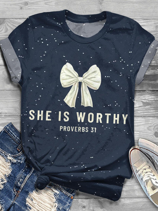 Women's Christian She Is Worthy Crew Neck T-shirt