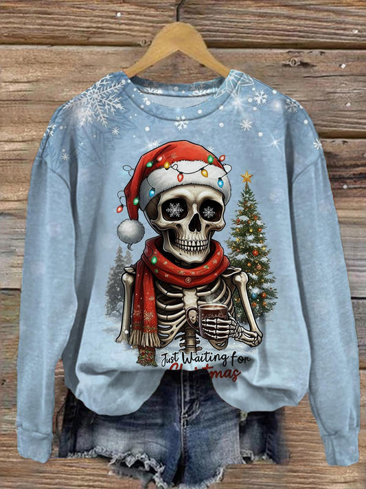 Just Waiting for Christmas Round Neck Long Sleeve Top