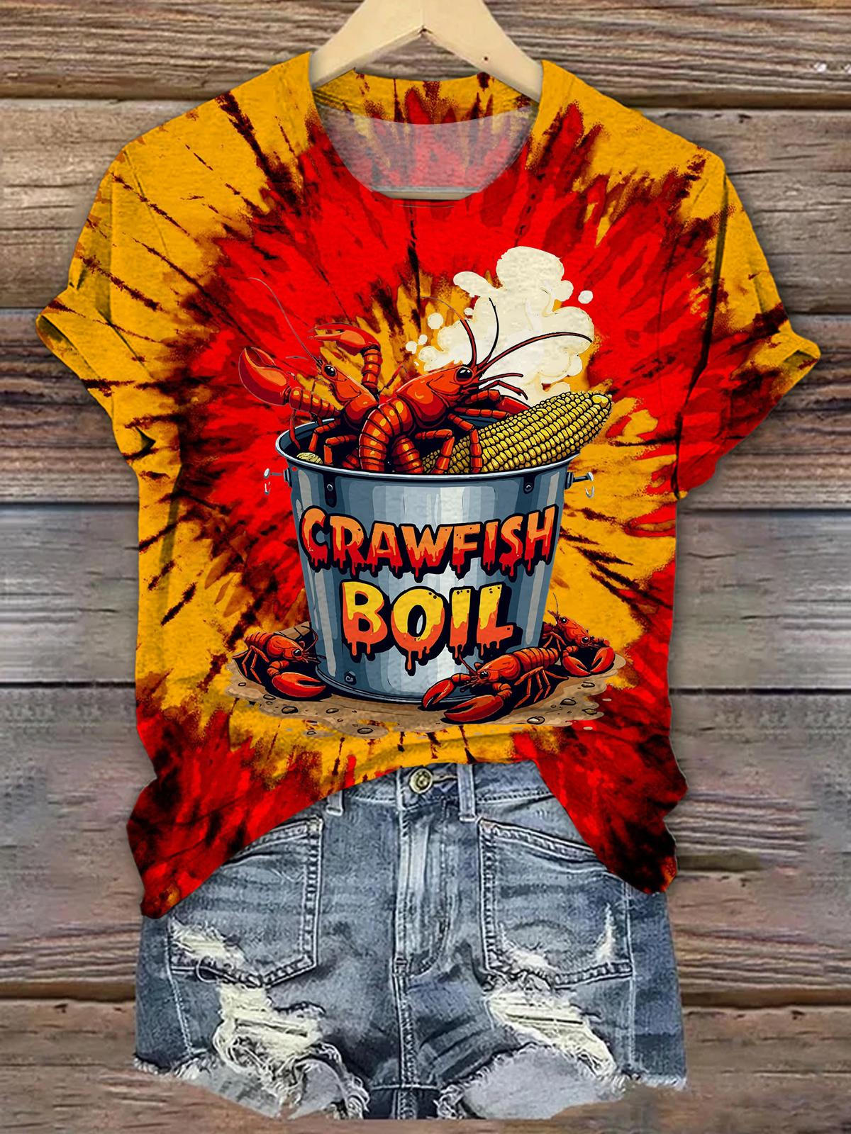 Crawfish Boil Tie Dye Crew Neck T-shirt