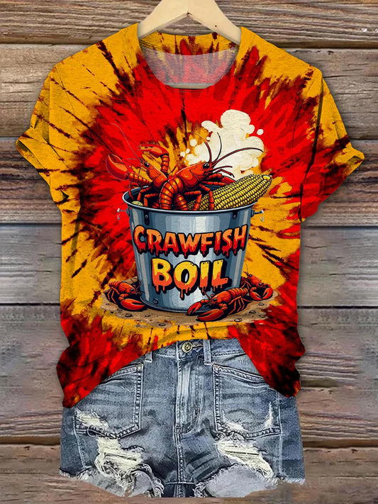 Crawfish Boil Tie Dye Crew Neck T-shirt