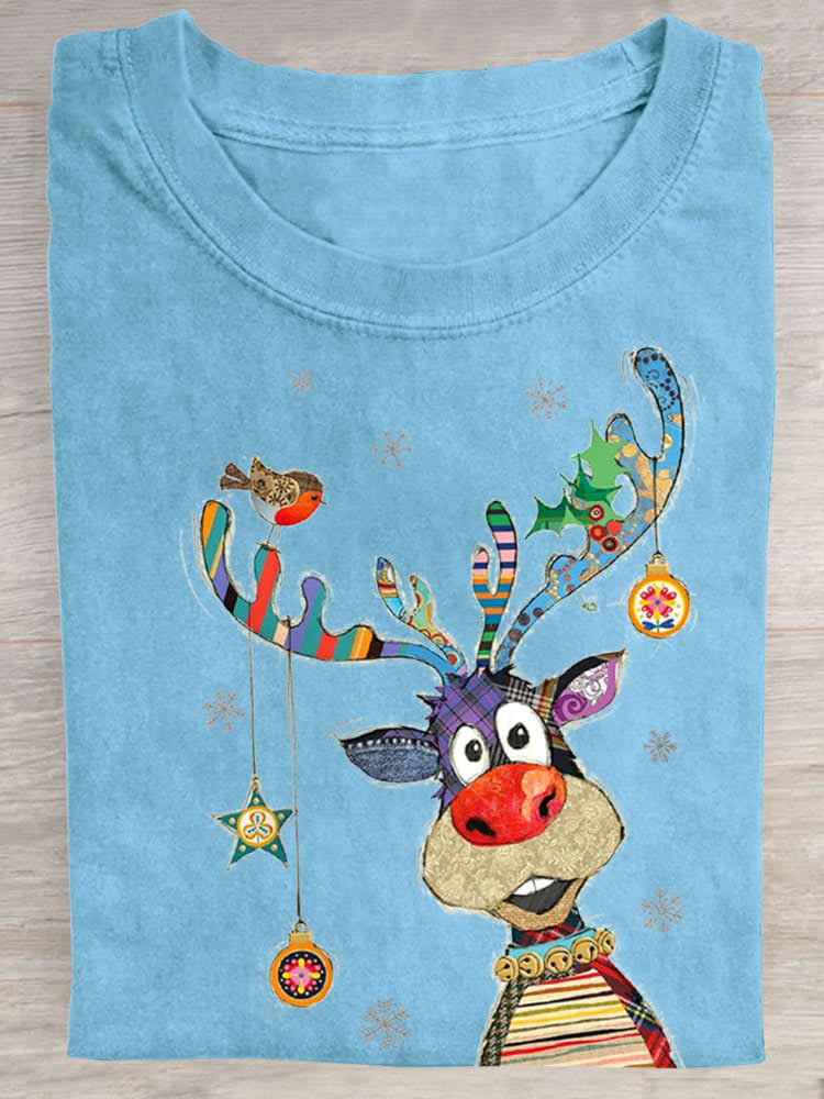 Christmas Deer Crew Neck T-shirt