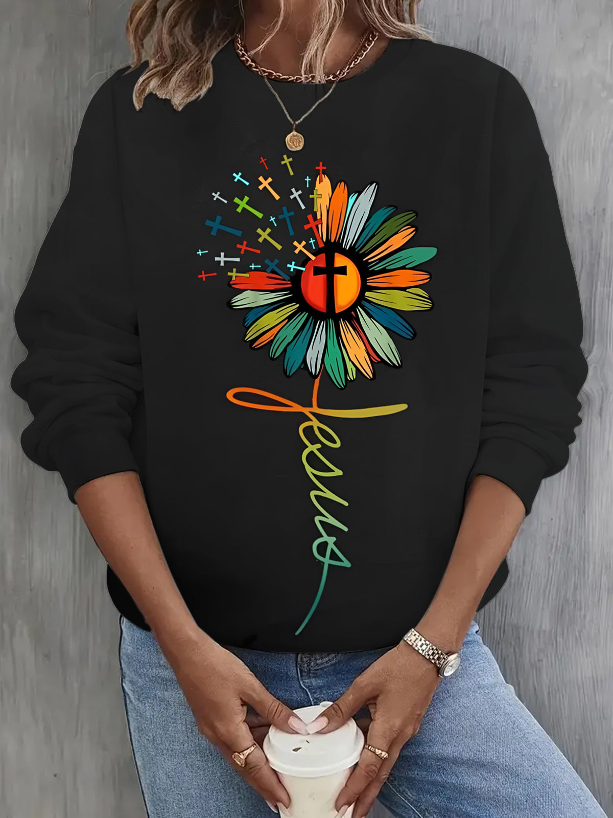 Women's Sunflower Faith Long Sleeve Casual Top