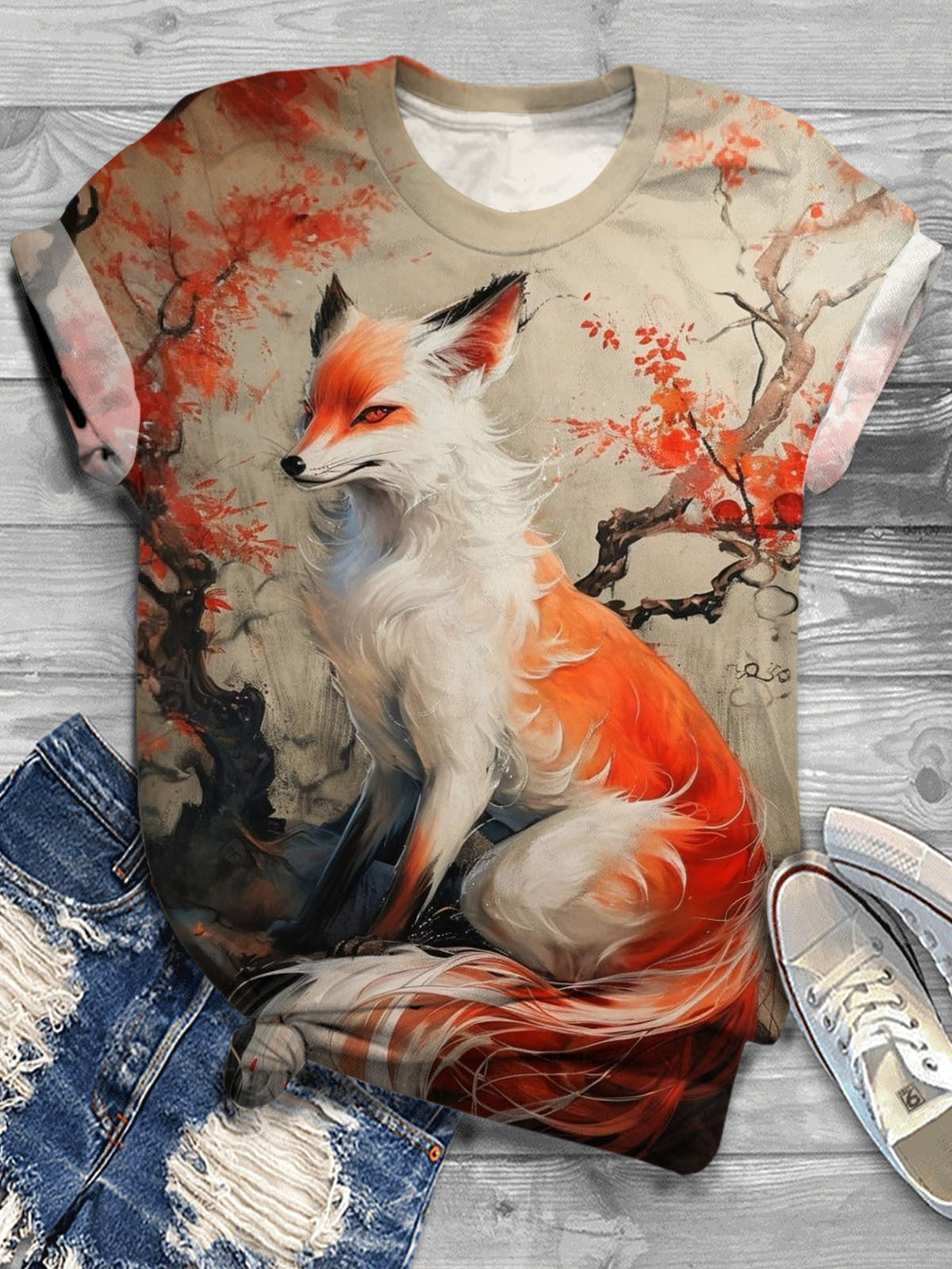 Retro Fox Crew Neck T-shirt