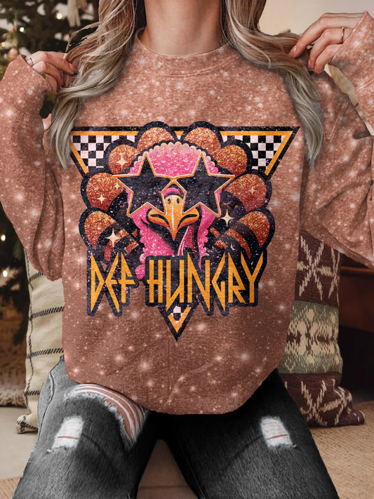 Women's Funny Thanksgiving Printed Long Sleeve Casual Top