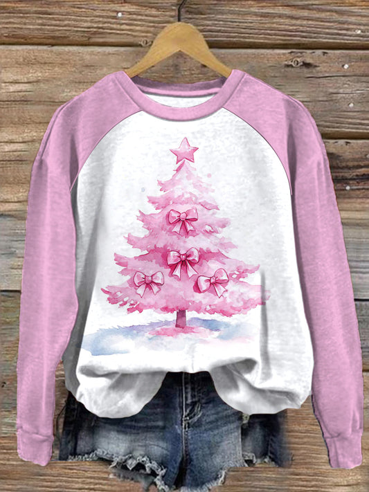 Women's Merry Christmas Christmas Tree Round Neck Long Sleeve Top